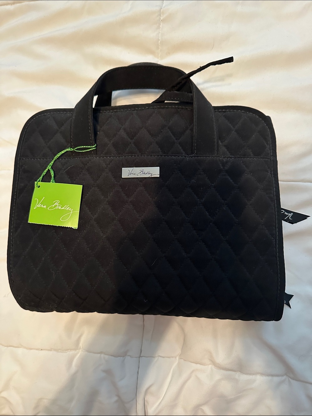 Vera Bradley zebra and Black Quilted Toiletry Bag with hanger